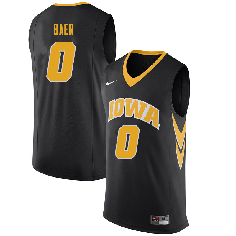 Men #0 Michael Baer Iowa Hawkeyes College Basketball Jerseys Sale-Black
